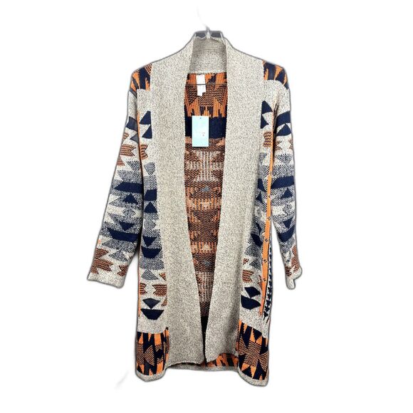 Mintee 16 Aztec Tribal Southwestern Long Cowichan Soft Knit Cardigan SZ S:NWT - Picture 1 of 4